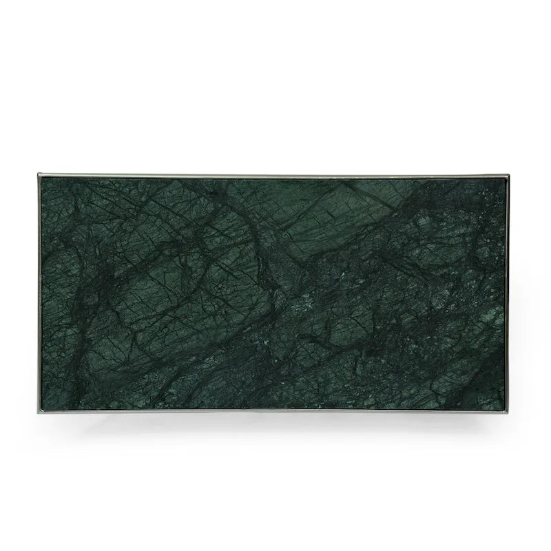 Table basse moderne glamour faite à la main avec plateau en marbre - 37,00 L x 19,00 P x 18,00 H