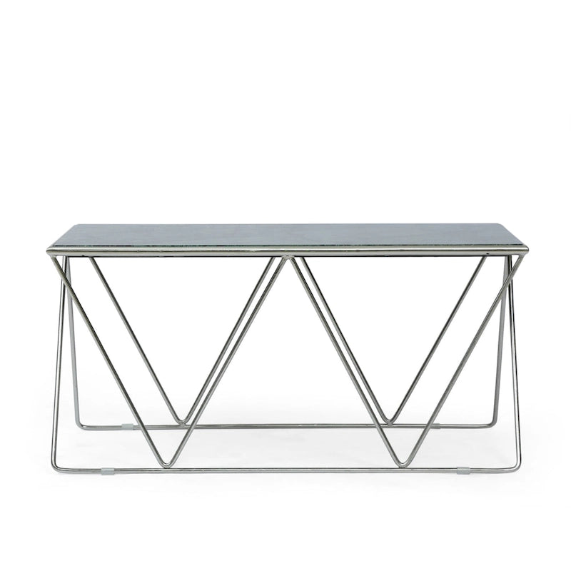 Table basse moderne glamour faite à la main avec plateau en marbre - 37,00 L x 19,00 P x 18,00 H