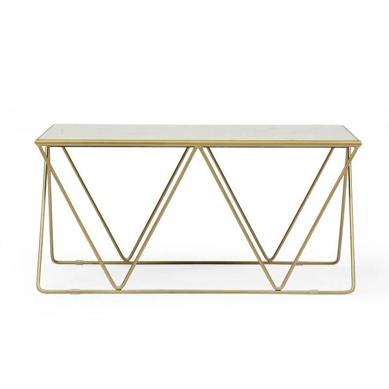 Table basse moderne glamour faite à la main avec plateau en marbre - 37,00 L x 19,00 P x 18,00 H
