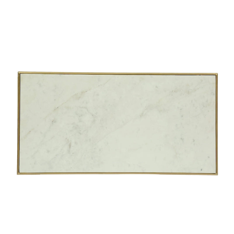 Table basse moderne glamour faite à la main avec plateau en marbre - 37,00 L x 19,00 P x 18,00 H