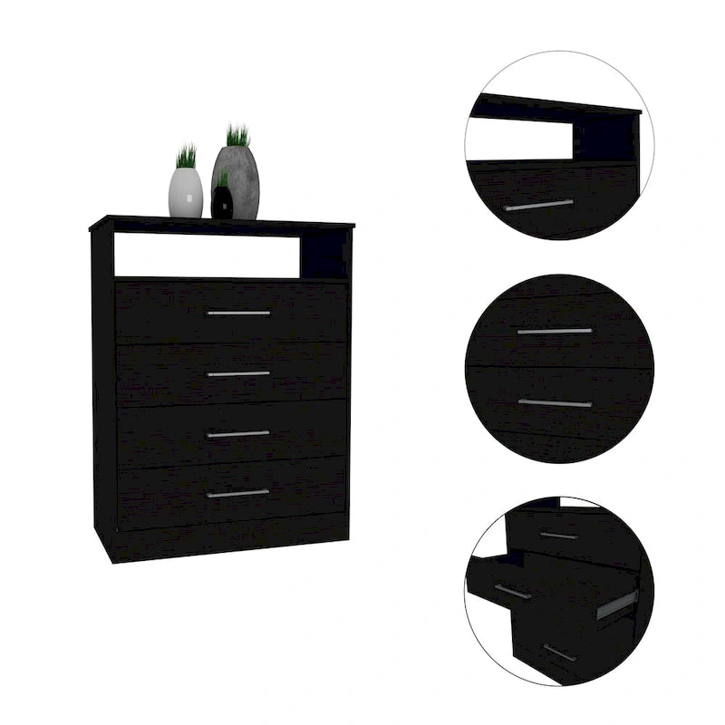 Commode continentale avec 4 tiroirs et quincaillerie métallique Meuble de rangement de coiffeuse