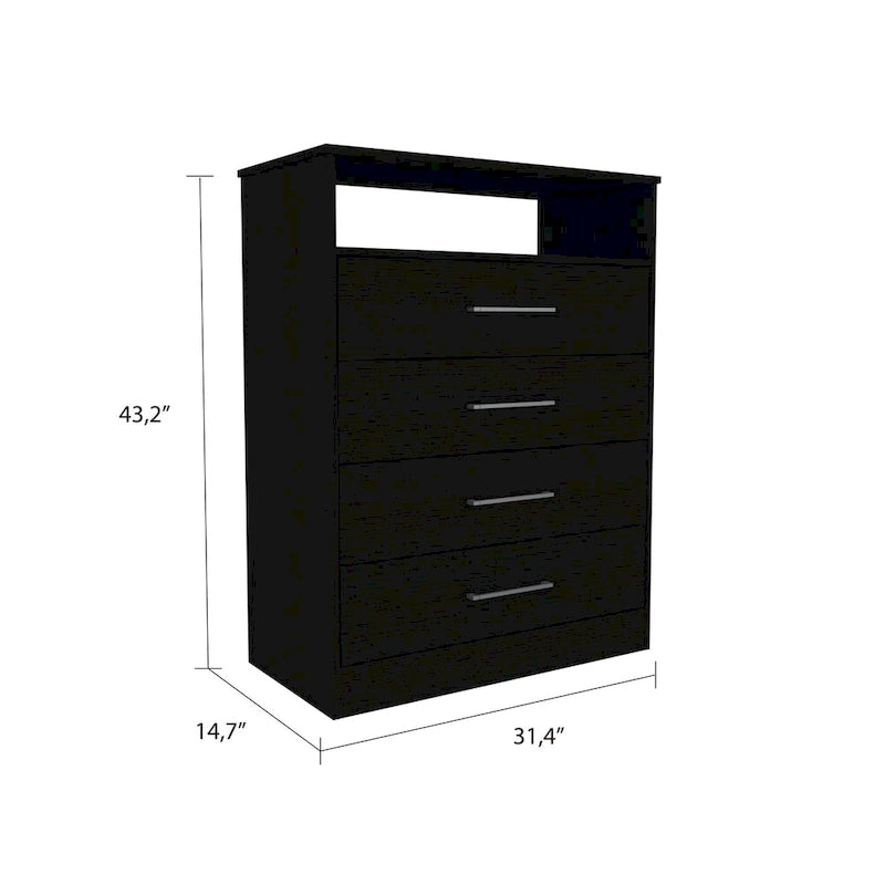 Commode continentale avec 4 tiroirs et quincaillerie métallique Meuble de rangement de coiffeuse
