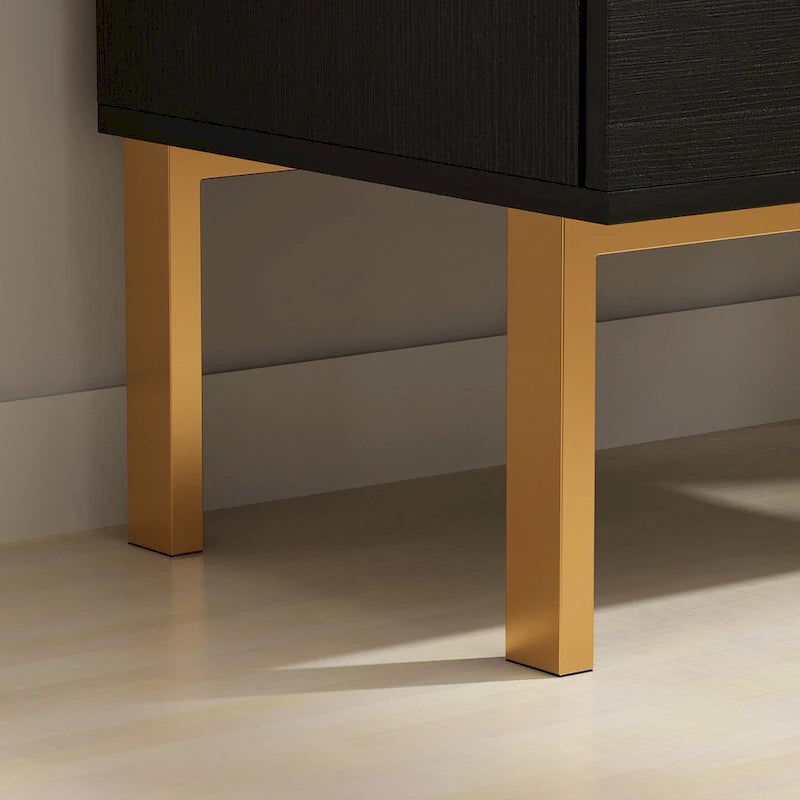 Commode à 5 tiroirs avec pieds en métal et rangement en bois