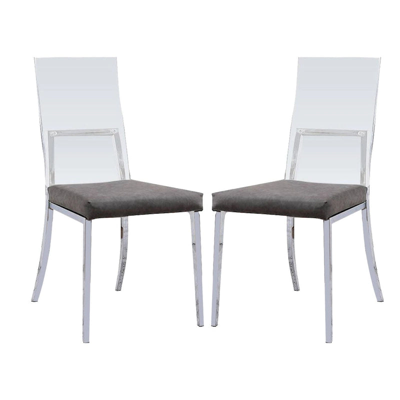 Chaises de salle à manger en acrylique, similicuir et métal