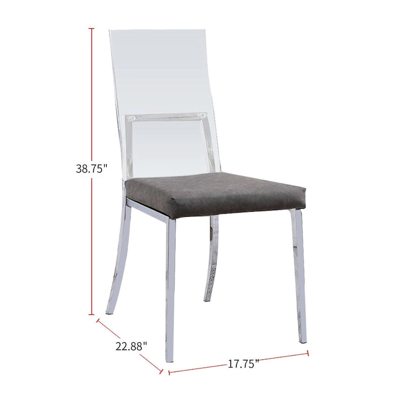 Chaises de salle à manger en acrylique, similicuir et métal