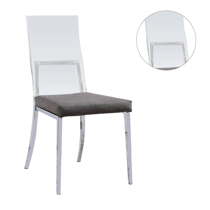 Chaises de salle à manger en acrylique, similicuir et métal