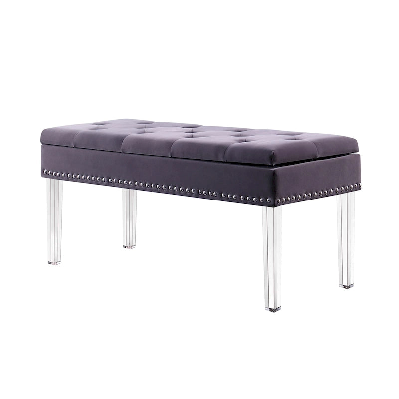 Banc de rangement capitonné mi-siècle de 45,7 cm