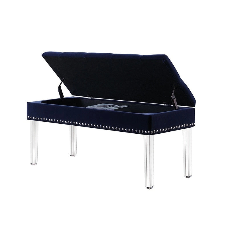 Banc de rangement capitonné mi-siècle de 45,7 cm