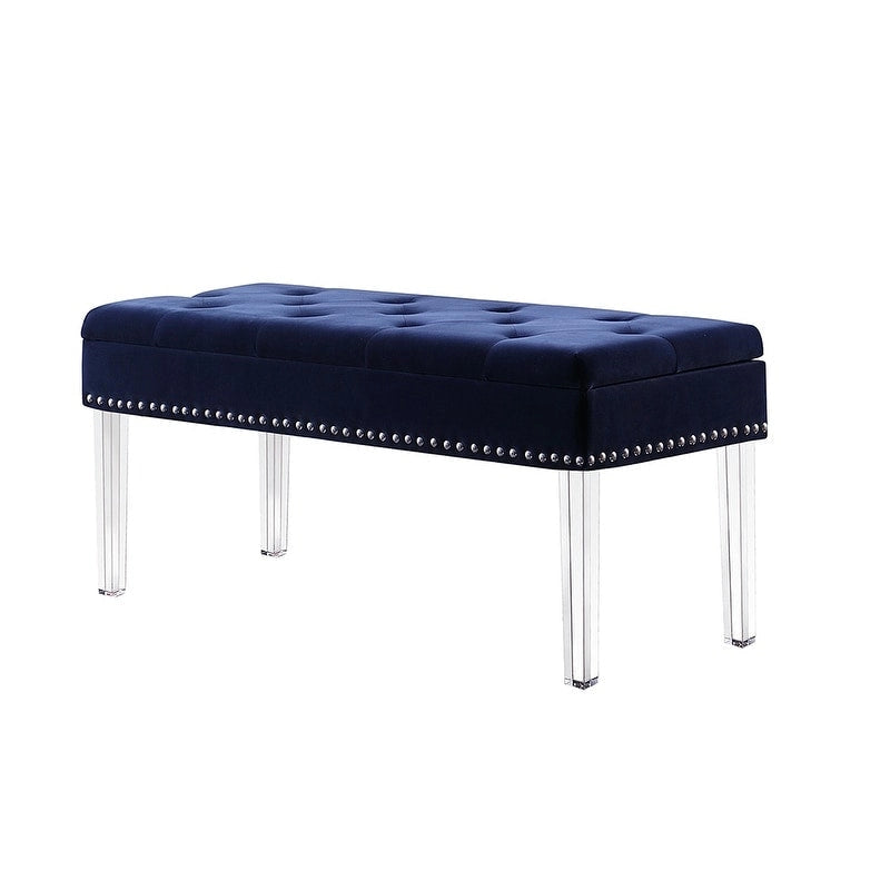 Banc de rangement capitonné mi-siècle de 45,7 cm