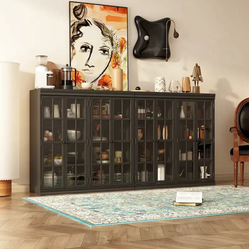 Buffet Armoire de Rangement Étagère Bibliothèque Meuble de Présentation Élégant