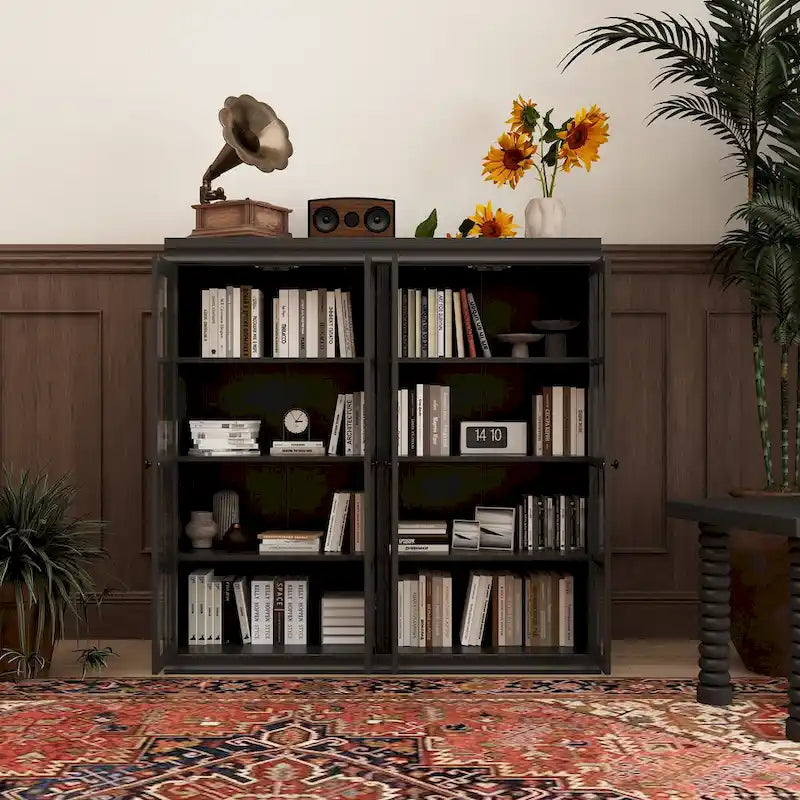 Buffet Armoire de Rangement Étagère Bibliothèque Meuble de Présentation Élégant