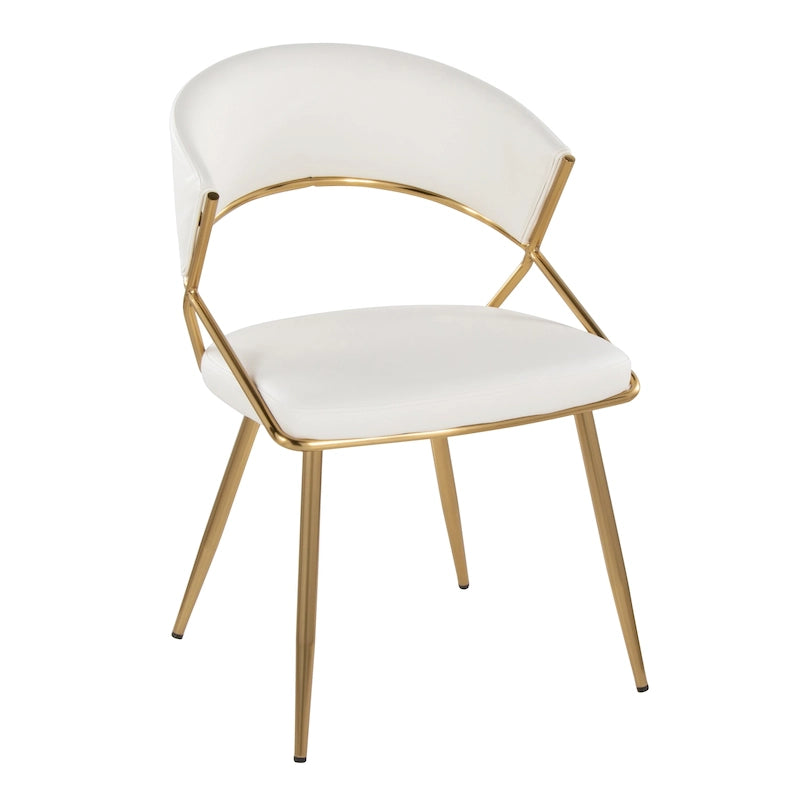 Chaise de salle à manger tapissée dorée