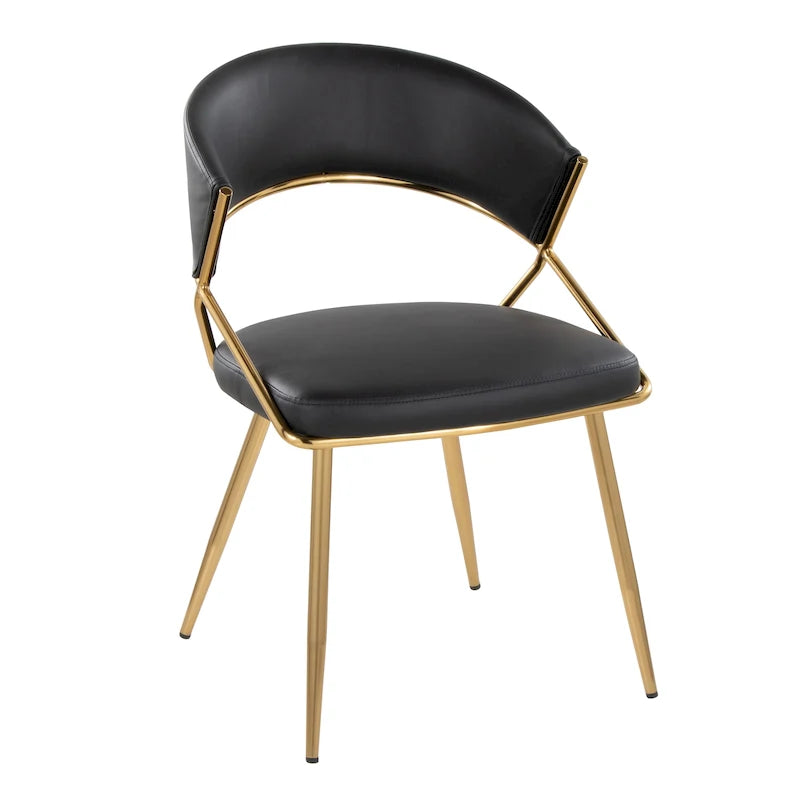 Chaise de salle à manger tapissée dorée