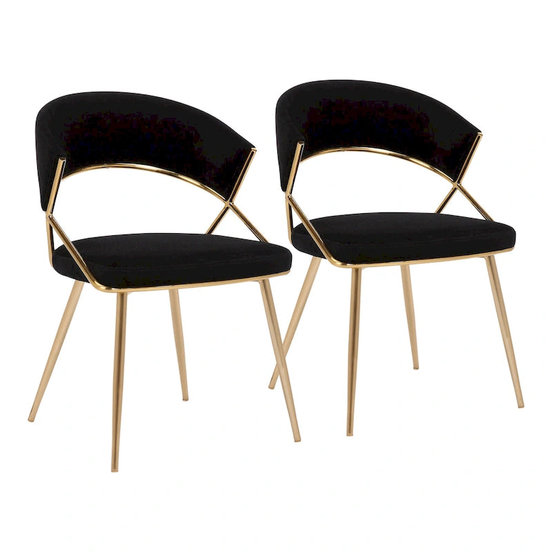 Chaise de salle à manger tapissée dorée