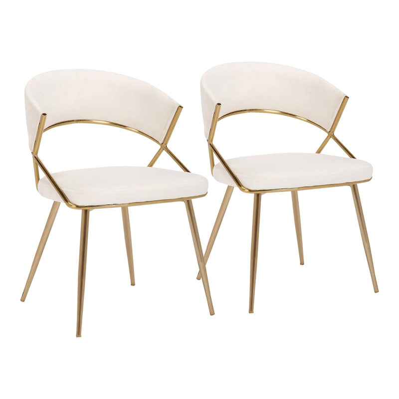 Chaise de salle à manger tapissée dorée