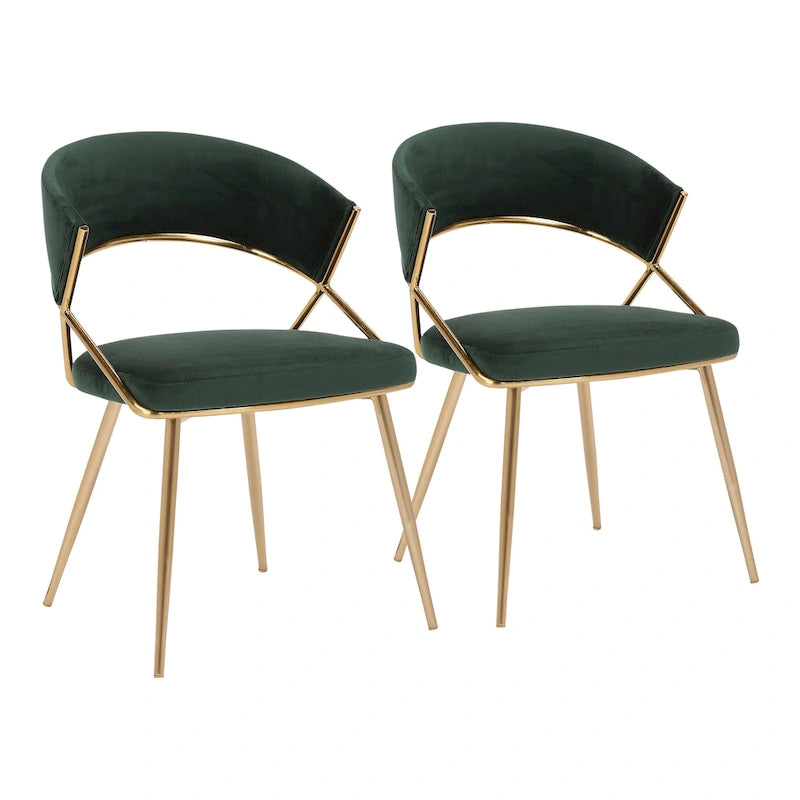 Chaise de salle à manger tapissée dorée