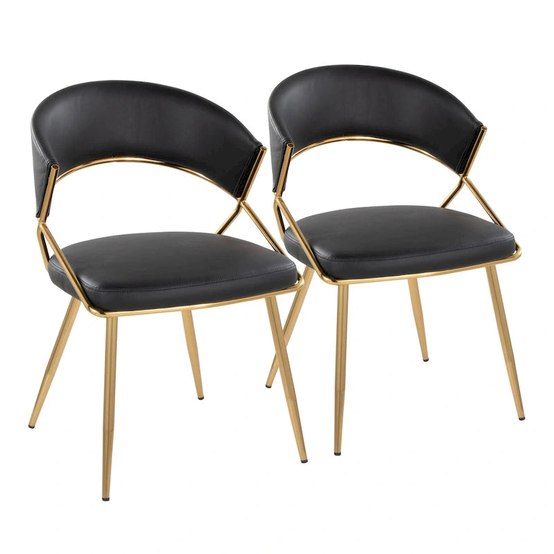 Chaise de salle à manger tapissée dorée