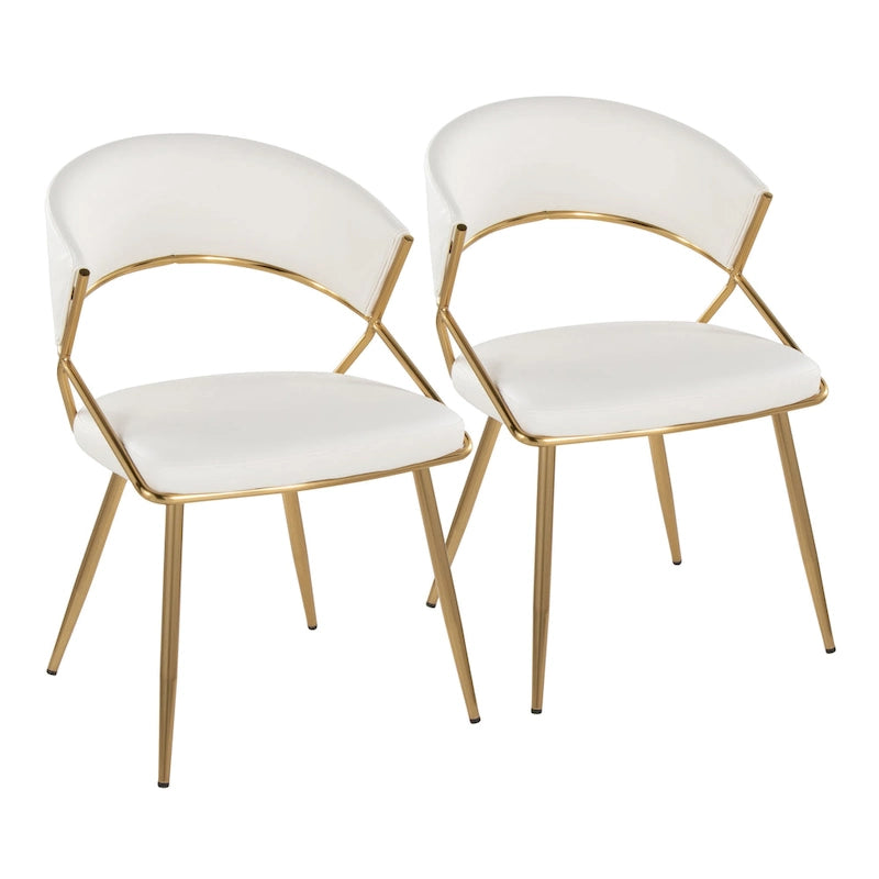 Chaise de salle à manger tapissée dorée