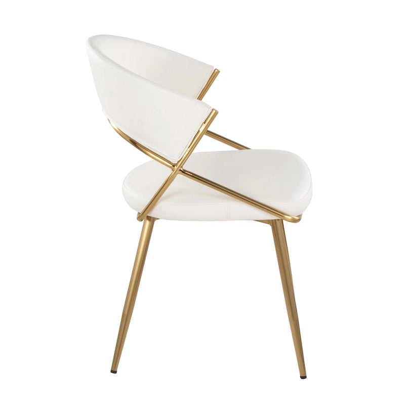 Chaise de salle à manger tapissée dorée