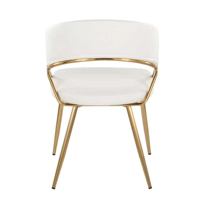 Chaise de salle à manger tapissée dorée