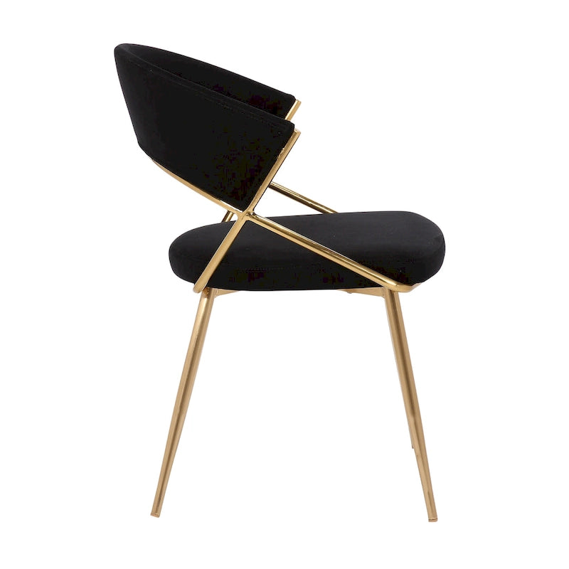 Chaise de salle à manger tapissée dorée