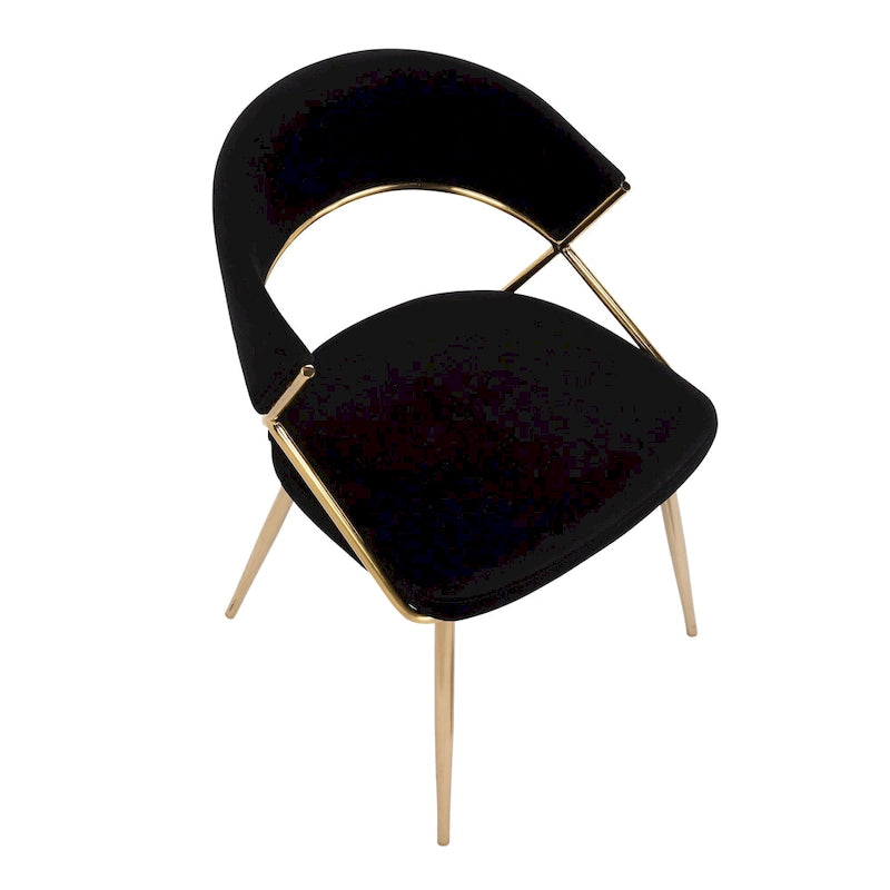 Chaise de salle à manger tapissée dorée