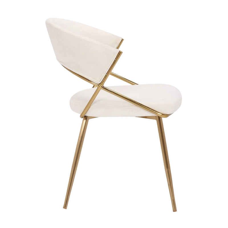 Chaise de salle à manger tapissée dorée