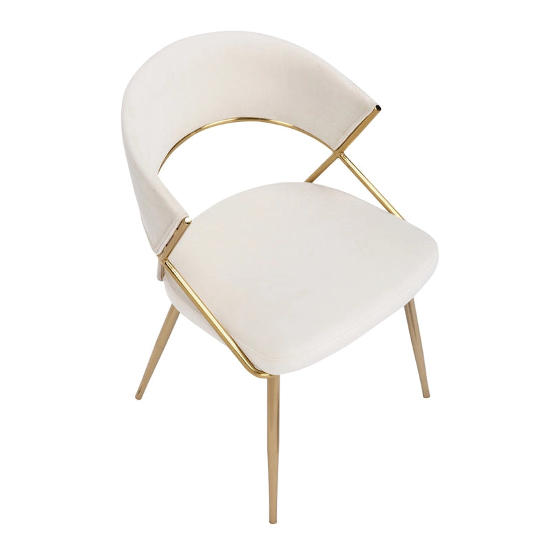 Chaise de salle à manger tapissée dorée