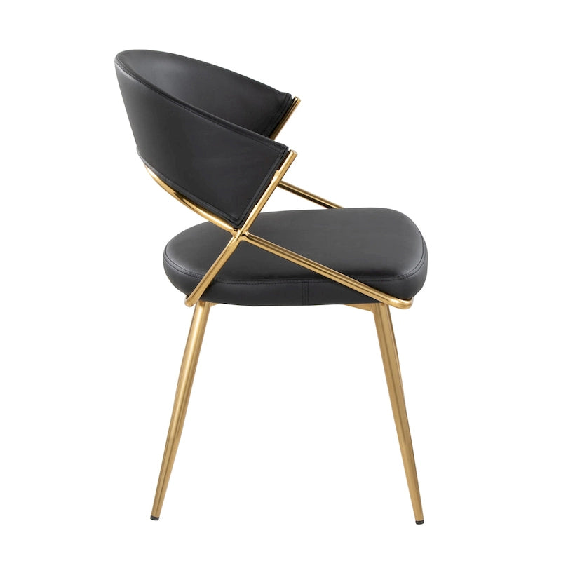 Chaise de salle à manger tapissée dorée