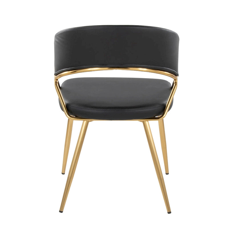 Chaise de salle à manger tapissée dorée