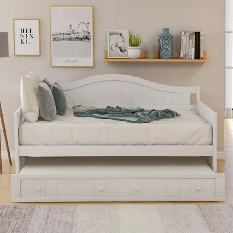 Lit de repos double en bois avec 2 tiroirs / lit gigogne, canapé-lit pour chambre à coucher salon, aucun sommier tapissier requis