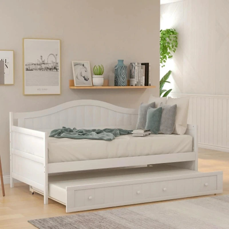 Lit de repos double en bois avec 2 tiroirs / lit gigogne, canapé-lit pour chambre à coucher salon, aucun sommier tapissier requis