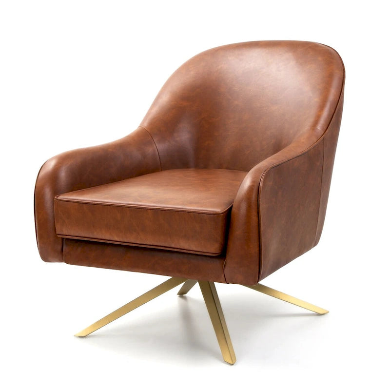 Fauteuil Club Pivotant en Cuir PU, Fauteuil de Salon, Fauteuil d'Appoint Rembourré