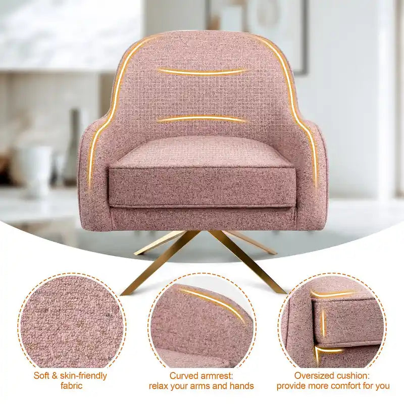 Fauteuil Club Pivotant en Cuir PU, Fauteuil de Salon, Fauteuil d'Appoint Rembourré