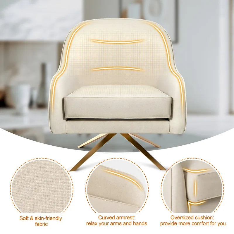 Fauteuil Club Pivotant en Cuir PU, Fauteuil de Salon, Fauteuil d'Appoint Rembourré