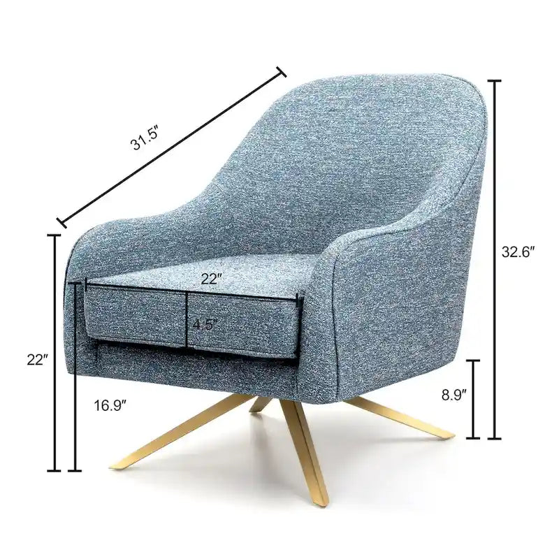 Fauteuil Club Pivotant en Cuir PU, Fauteuil de Salon, Fauteuil d'Appoint Rembourré