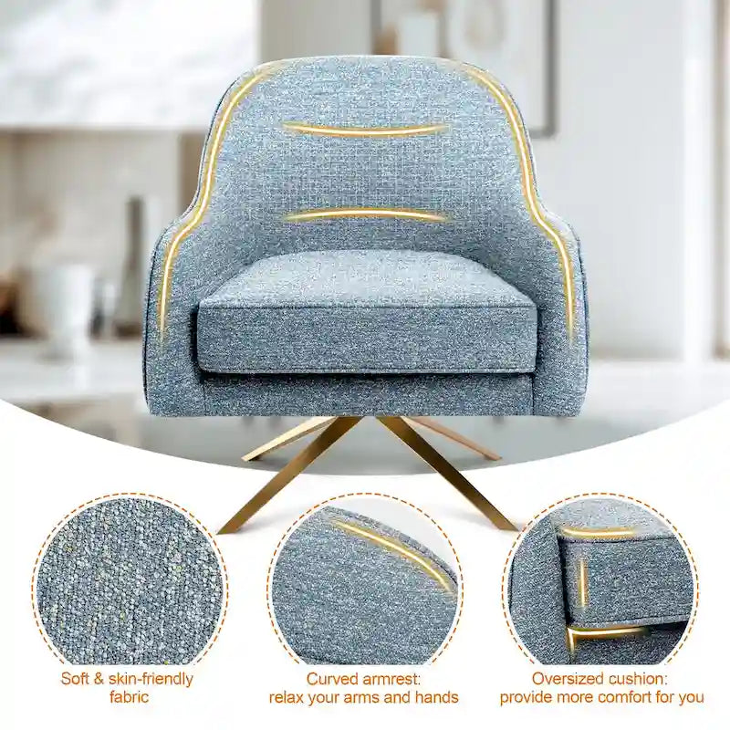 Fauteuil Club Pivotant en Cuir PU, Fauteuil de Salon, Fauteuil d'Appoint Rembourré