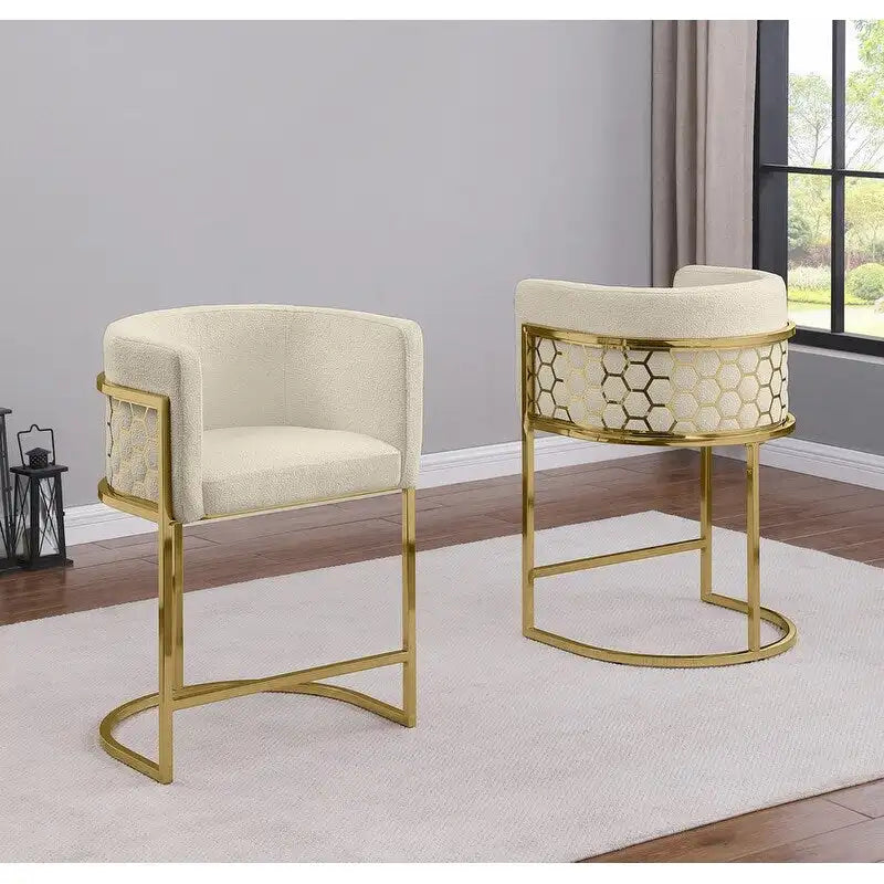 Tabourets de bar rembourrés en chrome plaqué or de 74 cm