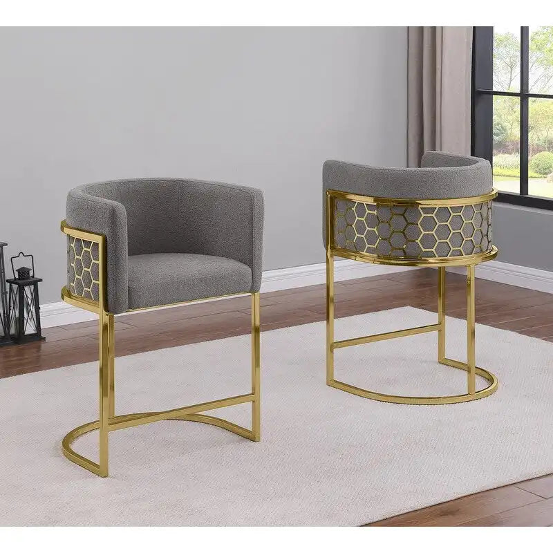 Tabourets de bar rembourrés en chrome plaqué or de 74 cm