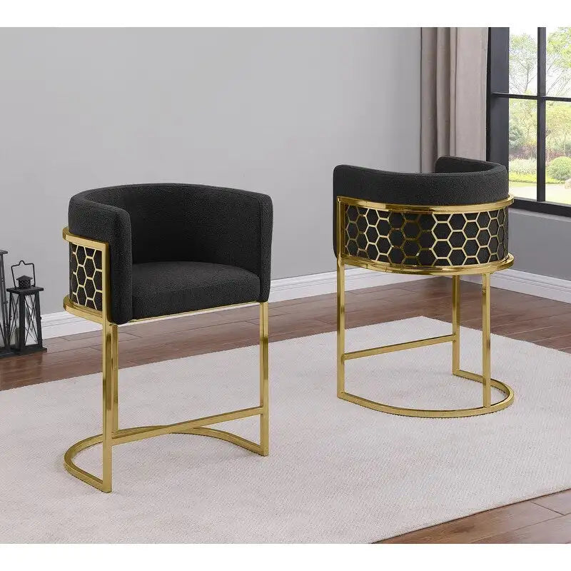 Tabourets de bar rembourrés en chrome plaqué or de 74 cm