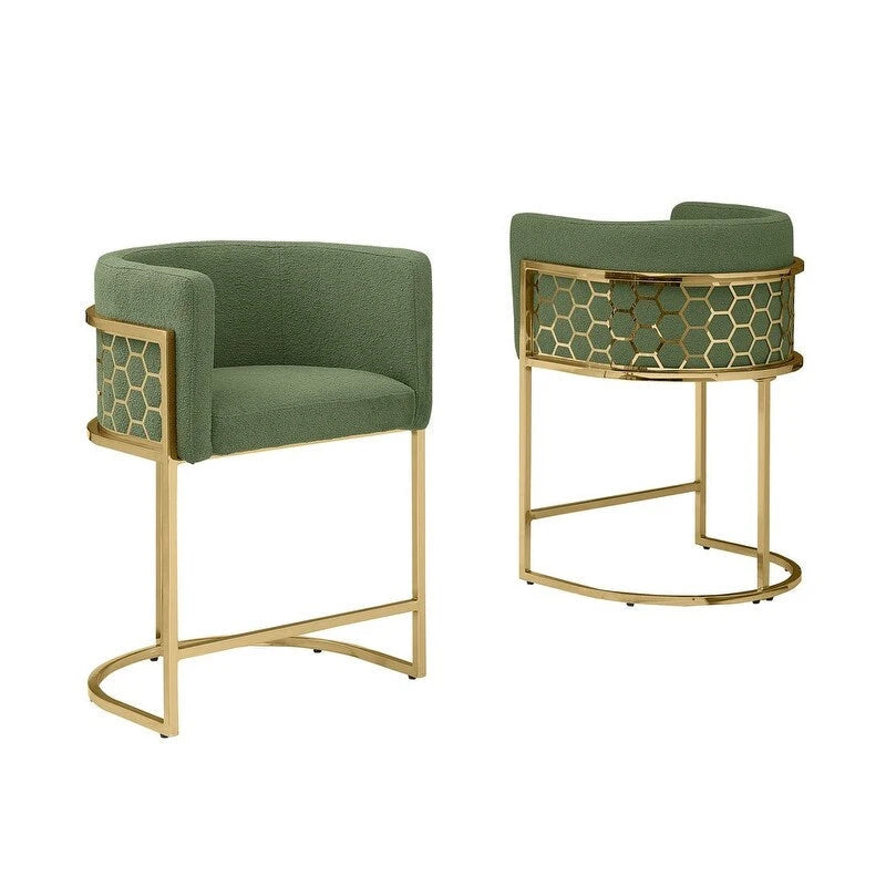 Tabourets de bar rembourrés en chrome plaqué or de 74 cm