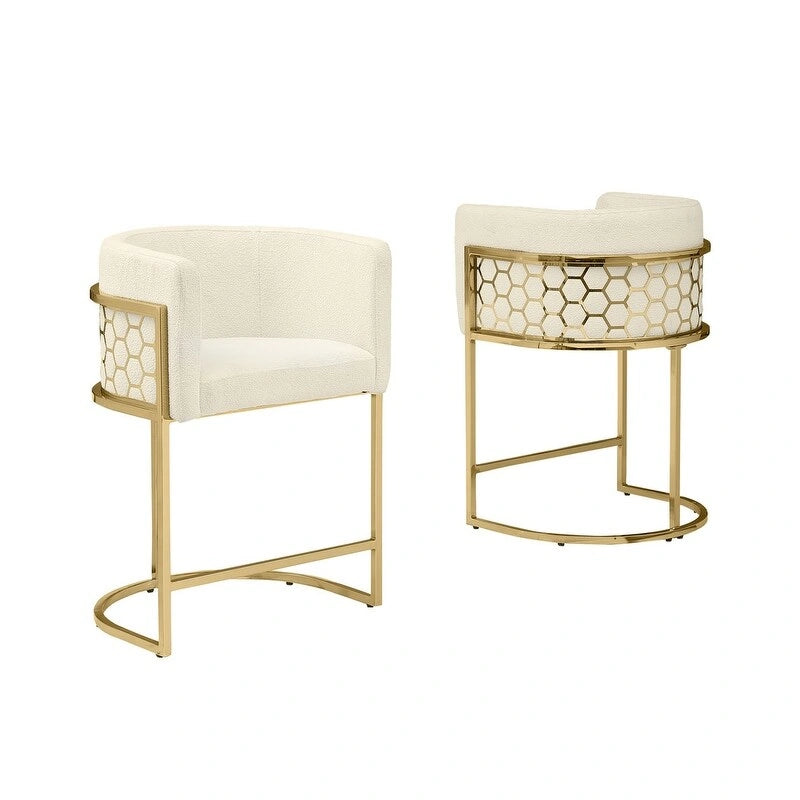 Tabourets de bar rembourrés en chrome plaqué or de 74 cm