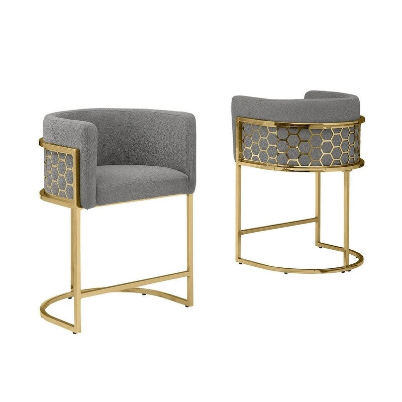 Tabourets de bar rembourrés en chrome plaqué or de 74 cm