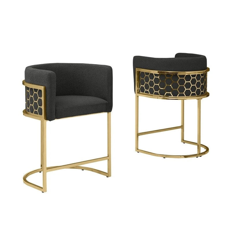 Tabourets de bar rembourrés en chrome plaqué or de 74 cm