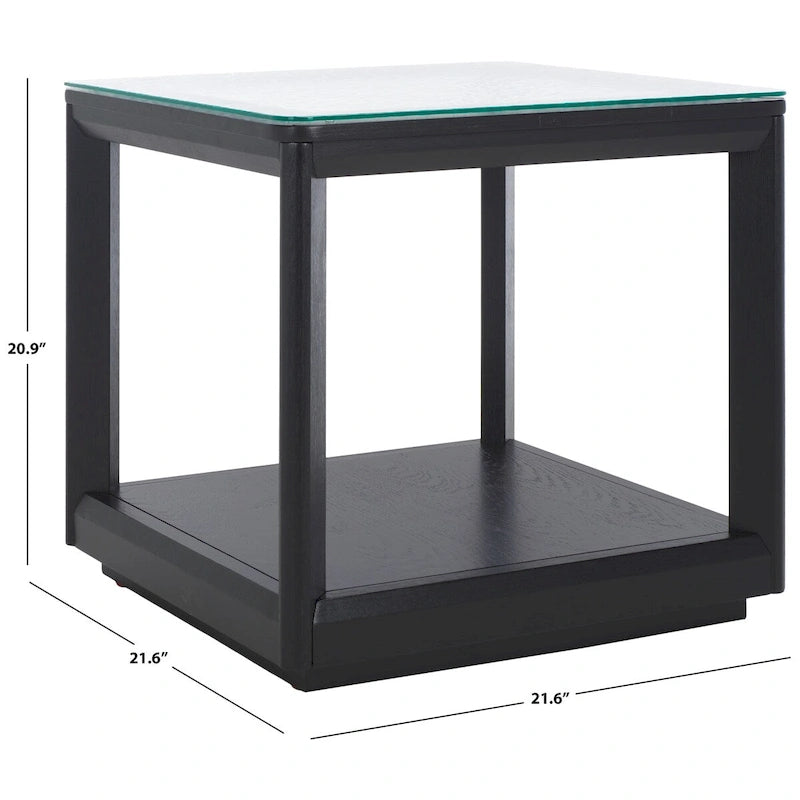 Table d'appoint à plateau en verre - 22larg.x22prof.x21haut.
