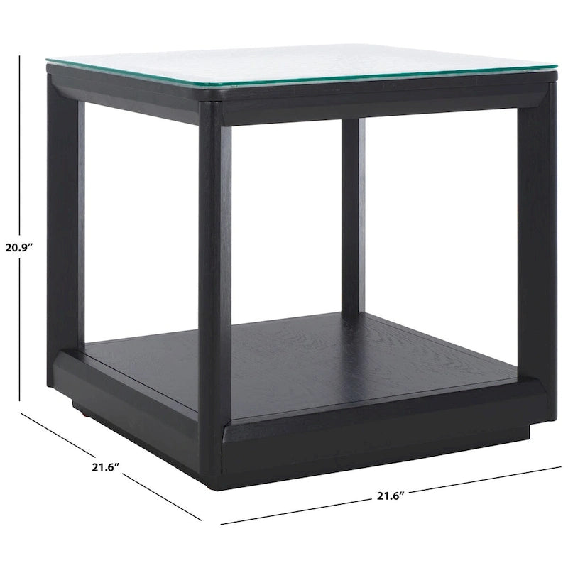 Table d'appoint à plateau en verre - 22larg.x22prof.x21haut.
