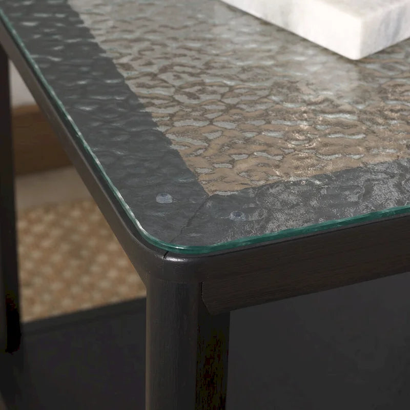 Table d'appoint à plateau en verre - 22larg.x22prof.x21haut.